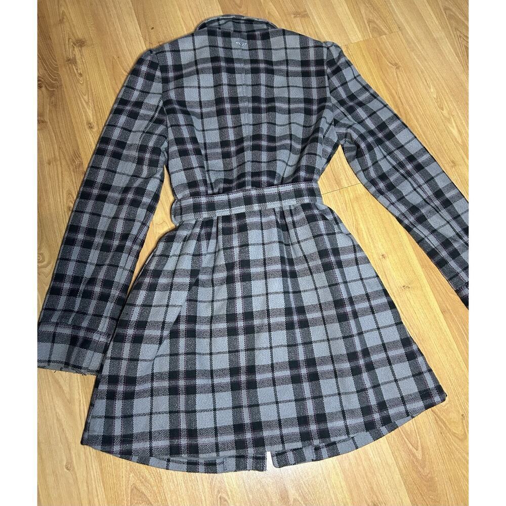 Y2K Vintage Roxy Plaid Pea coat Pink Black Women’s Lg 90s Dress Coat - Picture 3 of 12